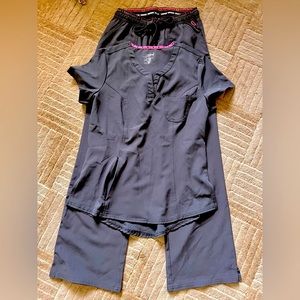 Scrub set. Top & pants. Charcoal color,XS Petite